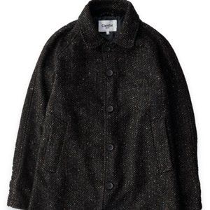 Corridor Italian Wool Herringbone Raglan Coat, Small, Grey